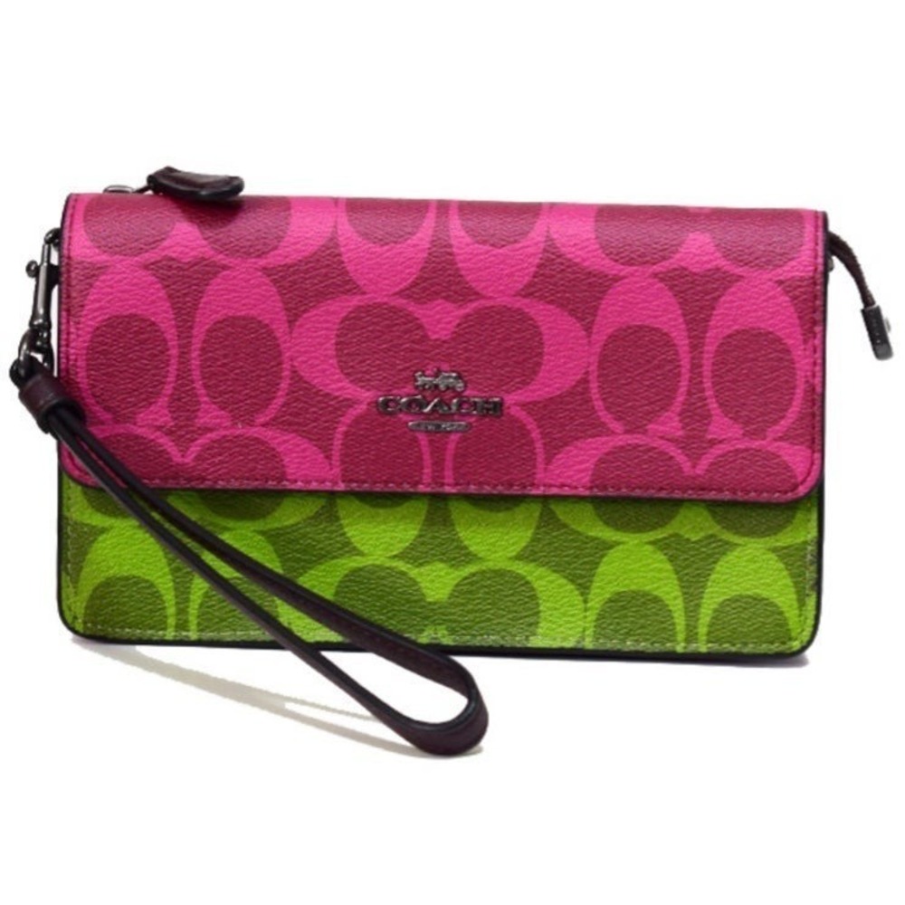BRAND NEW COACH FOLDOVER WRISTLET IN SIGNATURE CANVAS
